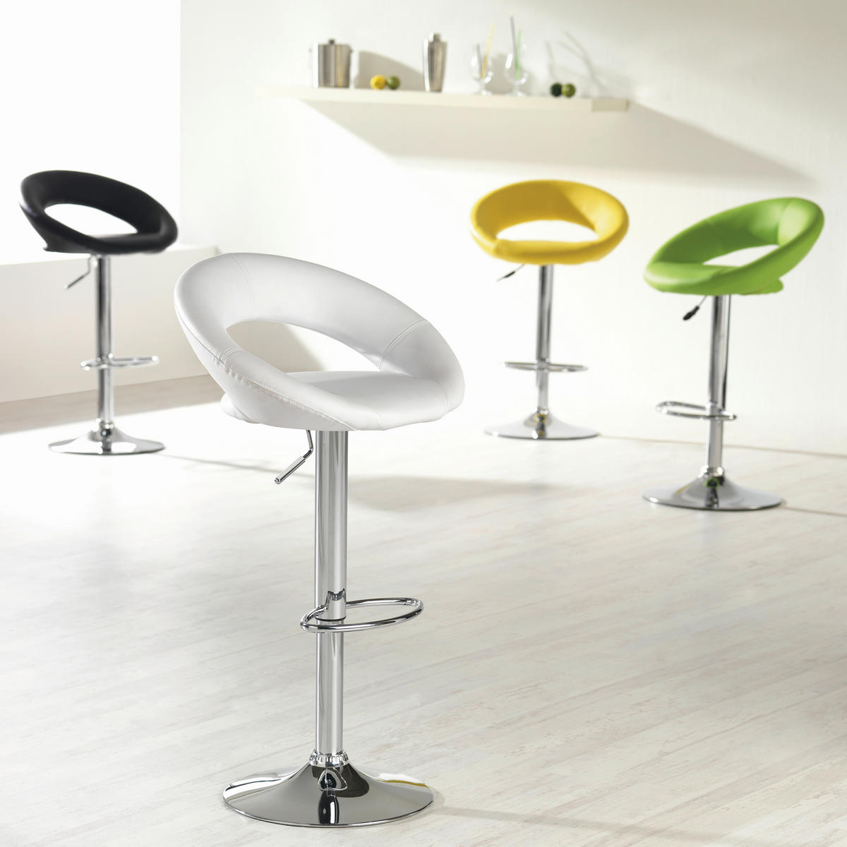 BÁRSZÉK fém, textil fehér, krómszínű  - krómszínű/fehér, Design, textil/fém (54/82-104/51cm) - Best Price