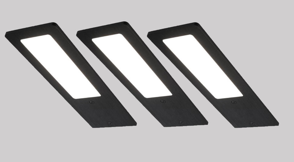 XXXLutz Unterbauleuchten-Set Schwarz 6x0.5x19 cm