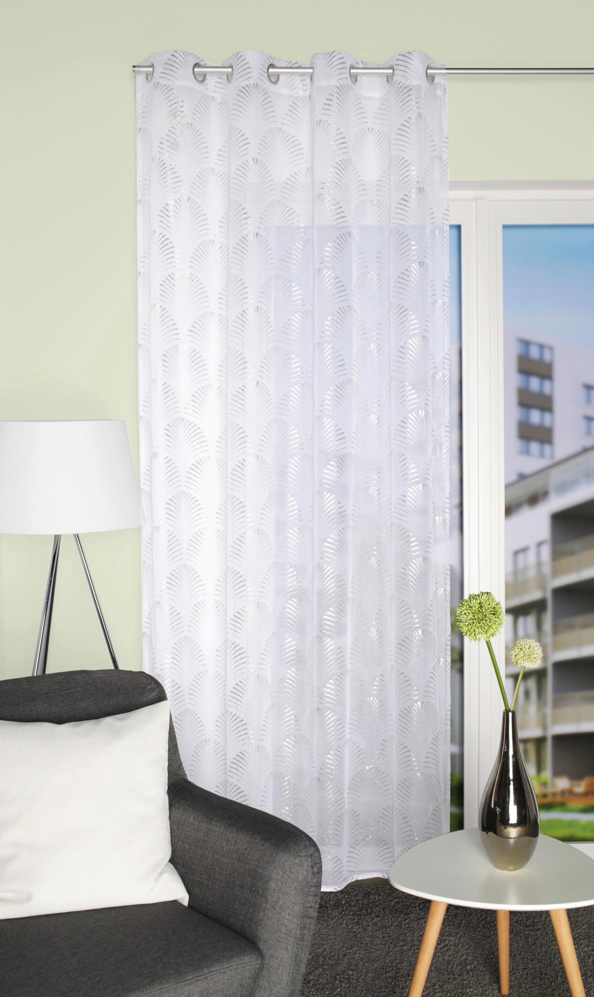 ÖSENSCHAL SUNRISE transparent 140/245 cm   - Silberfarben, Basics, Textil (140/245cm)