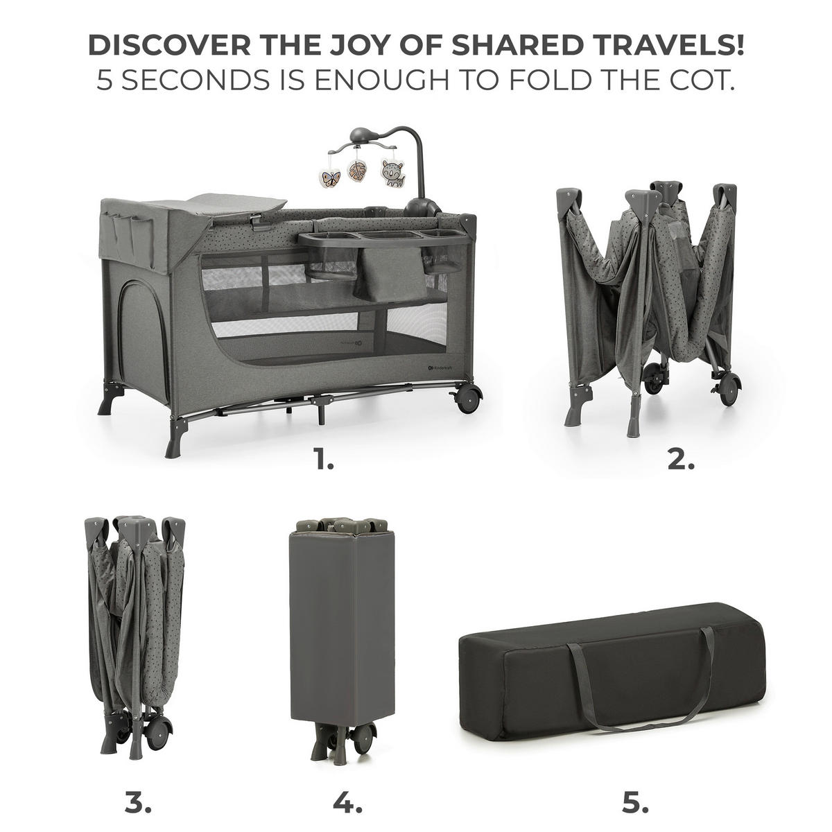 REISEBETT Joy 2 Dunkelgrau  - Dunkelgrau, Basics (60/120cm) - kinderkraft