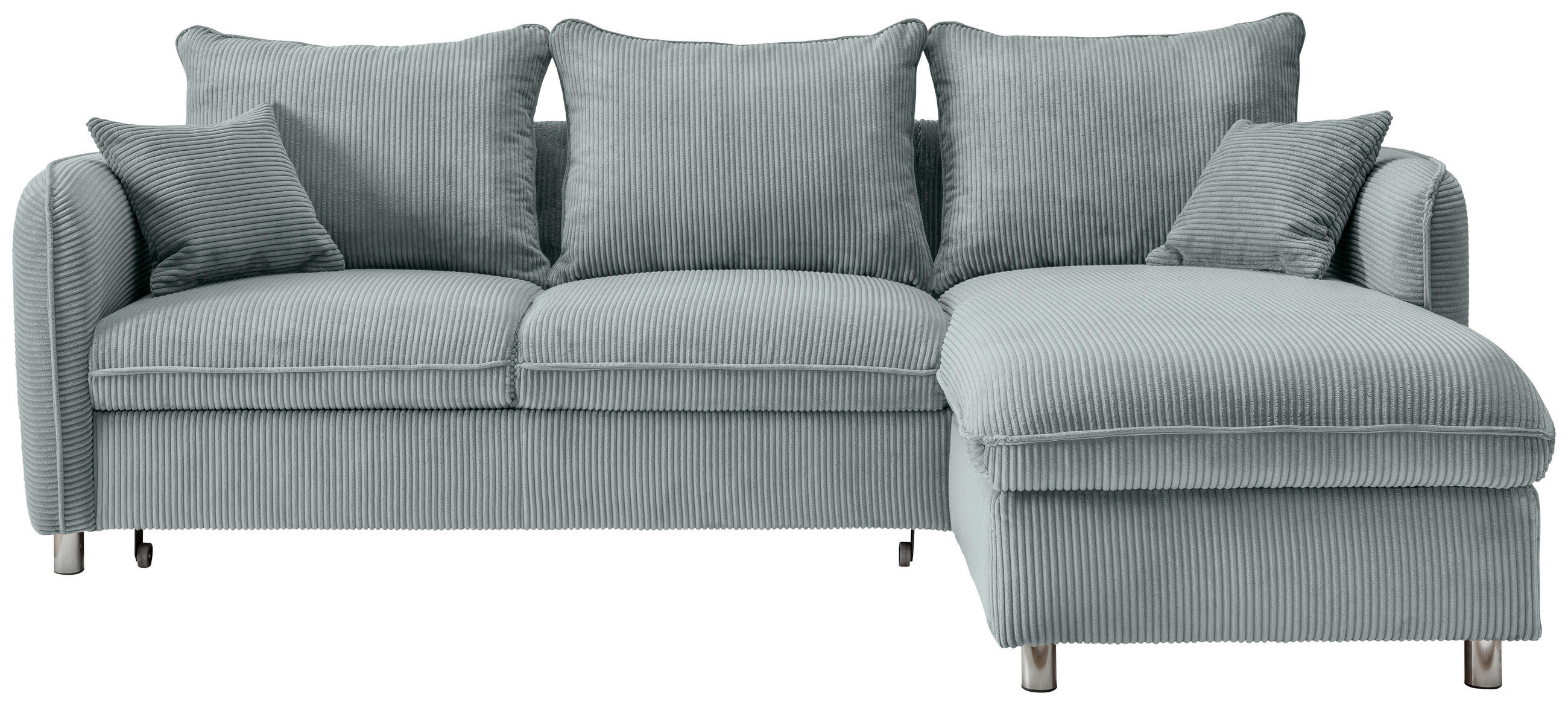 ECKSCHLAFSOFA in Cord Hellblau  - Chromfarben/Hellblau, Modern, Textil/Metall (254/160cm) - Livetastic