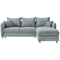 ECKSCHLAFSOFA in Cord Hellblau  - Chromfarben/Hellblau, MODERN, Textil/Metall (254/160cm) - Livetastic