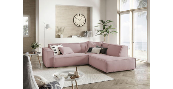 ECKSOFA Rosa Cord  - Schwarz/Rosa, KONVENTIONELL, Kunststoff/Textil (254/224cm) - Hom`in