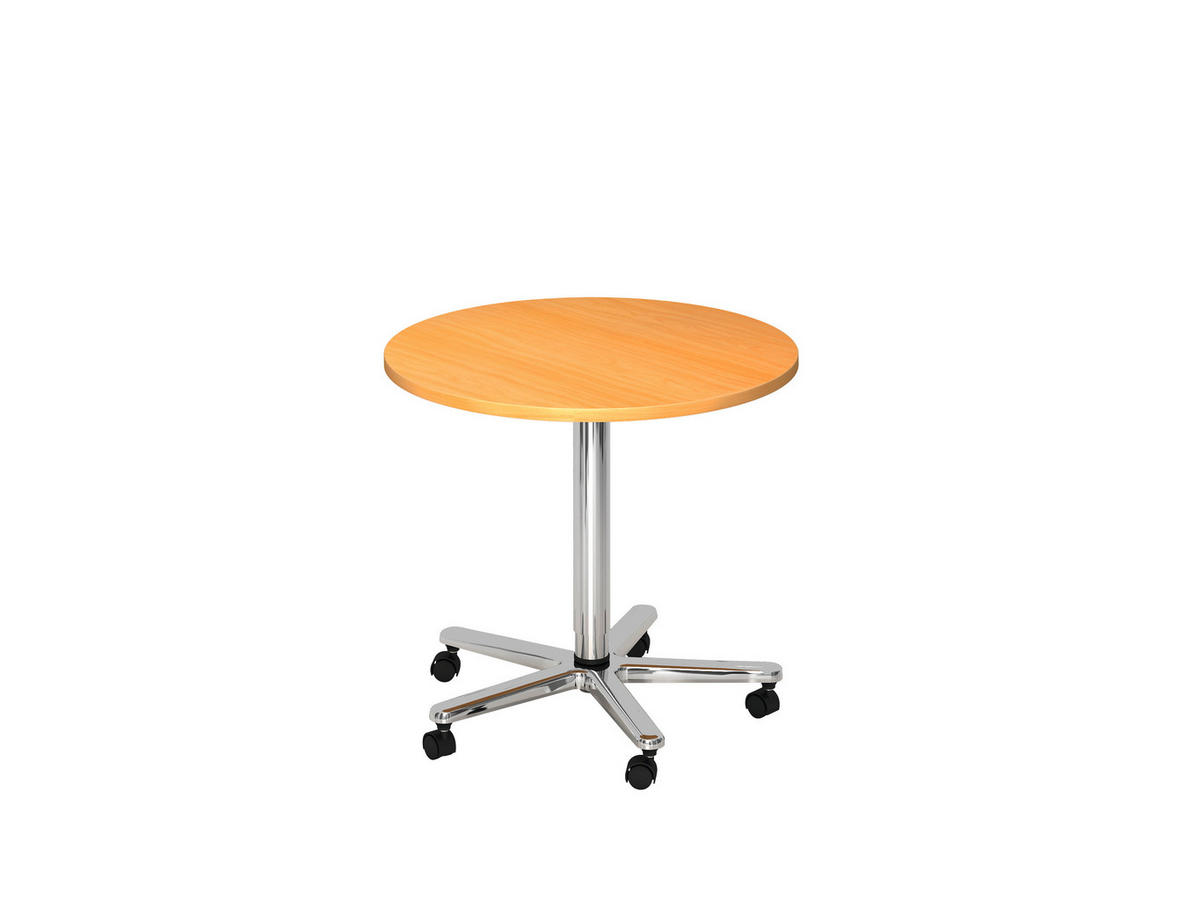 STEHTISCH Buchefarben, Chromfarben  - Chromfarben/Buchefarben, KONVENTIONELL, Holzwerkstoff/Metall (80/80/72-114cm) - Venda