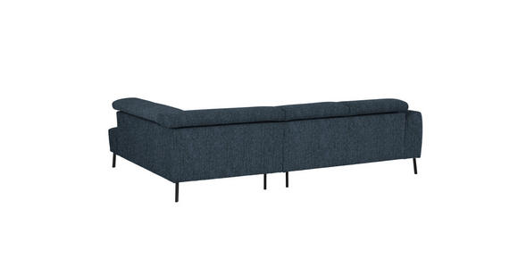 ECKSOFA in Webstoff Blau 280/205 cm - Blau/Schwarz, Design, Textil/Metall (280/205cm) - Xora