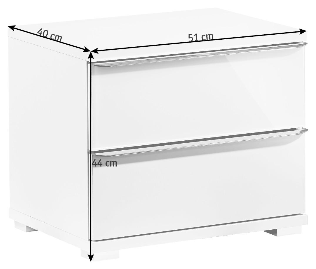NACHTSCHRANK 51/44/40 cm  - Chromfarben/Weiß, Design, Glas/Holzwerkstoff (51/44/40cm) - Moderano