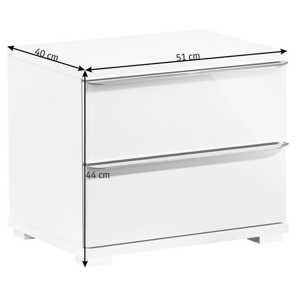 Thumbnail - Moderano Nachtschrank, Weiß, Kunststoff, 2 Schublade(n) Schubladen, 51x44x40 cm, Goldenes M, BQ - Bündnis für Qualität, ...