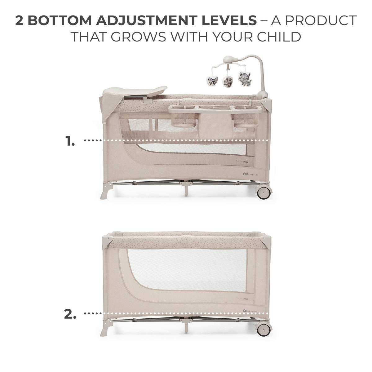 REISEBETT Joy 2   - Beige, Basics (60/120cm) - kinderkraft