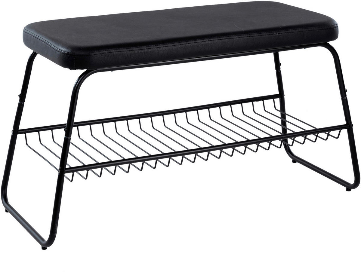 GARDEROBENBANK  in 90/48,5/37 cm  - Schwarz, Basics, Textil/Metall (90/48,5/37cm)