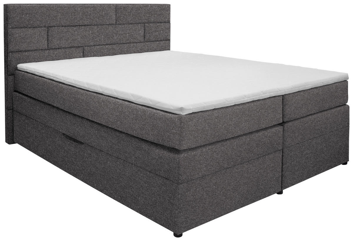 BOXSPRINGBETT 160/200 cm  in Dunkelgrau  - Wengefarben/Dunkelgrau, KONVENTIONELL, Holz/Textil (160/200cm) - Carryhome