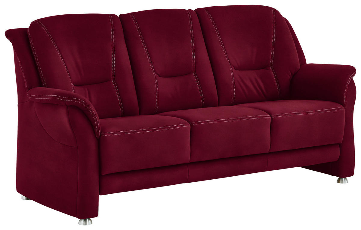 3-SITZER-SOFA in Mikrofaser Rot  - Beige/Rot, KONVENTIONELL, Textil/Metall (198/100/89cm) - Beldomo Comfort