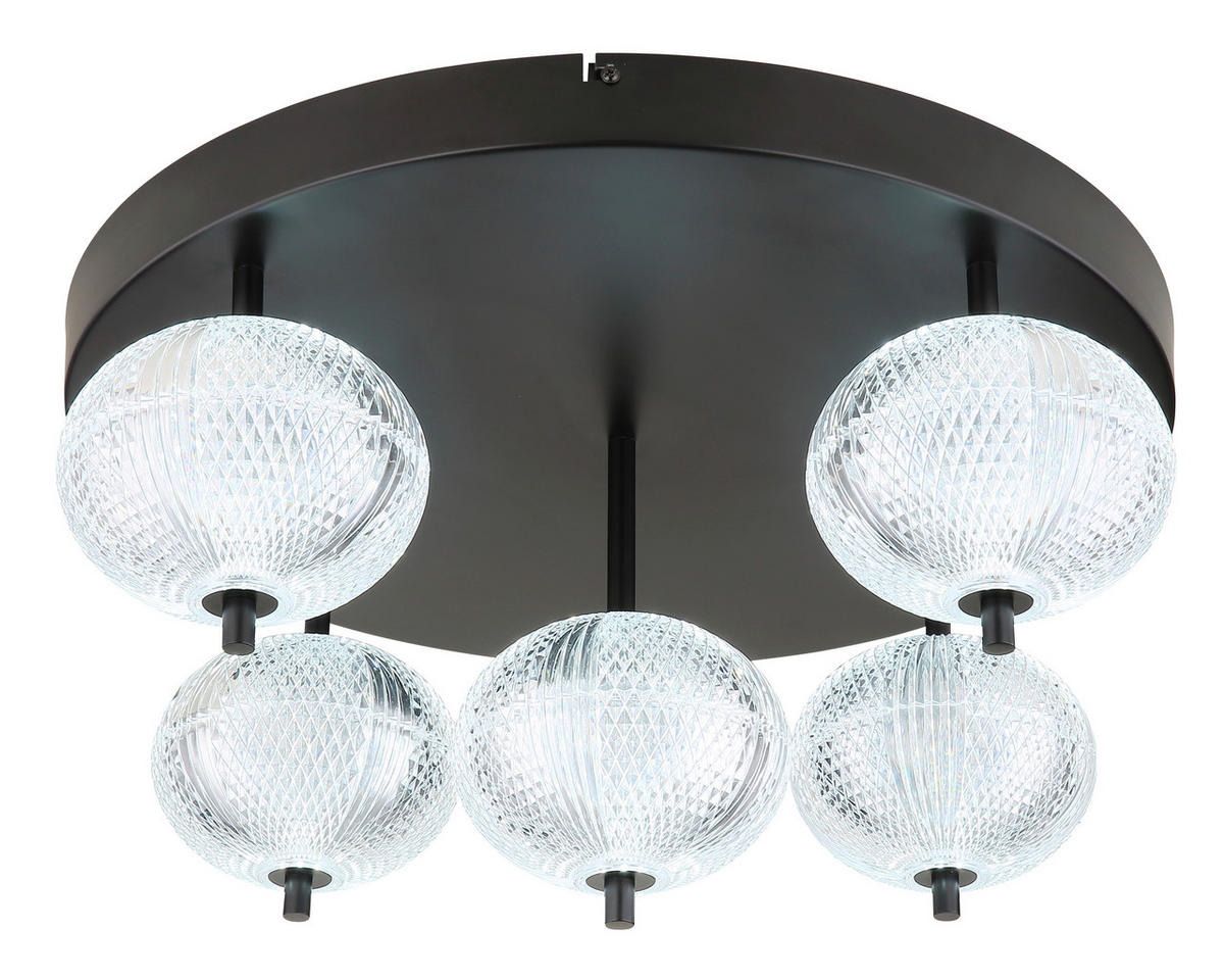 LED-TAKLAMPA 6 W 58/27 cm  - klar/svart, Klassisk, metall/plast (58/27cm) - Globo