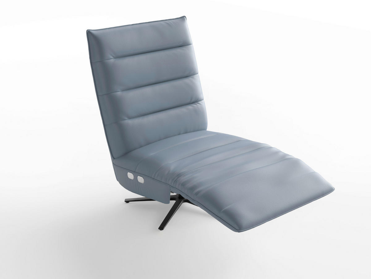 RELAXSESSEL Leder Graublau  - Graublau/Schwarz, Basics, Leder/Metall (80/109/98cm) - Sit & More