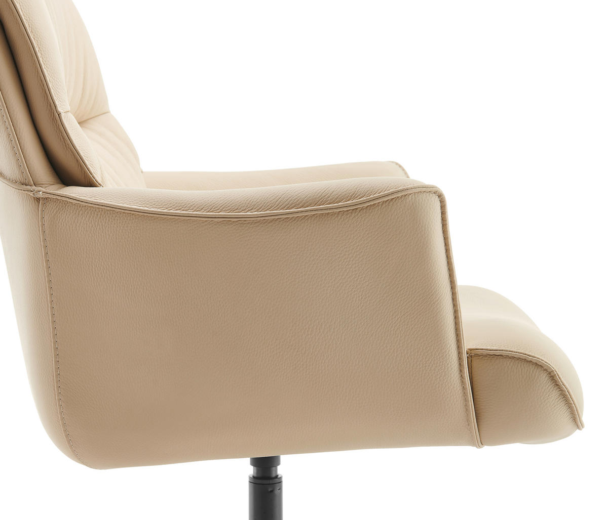 ARMLEHNSTUHL  Sitzfläche 360° drehbar, Wippfunktion, automatische Rückholfunktion  Echtleder  Beige  - Beige/Schwarz, Design, Leder/Metall (65/89/64cm) - Novel