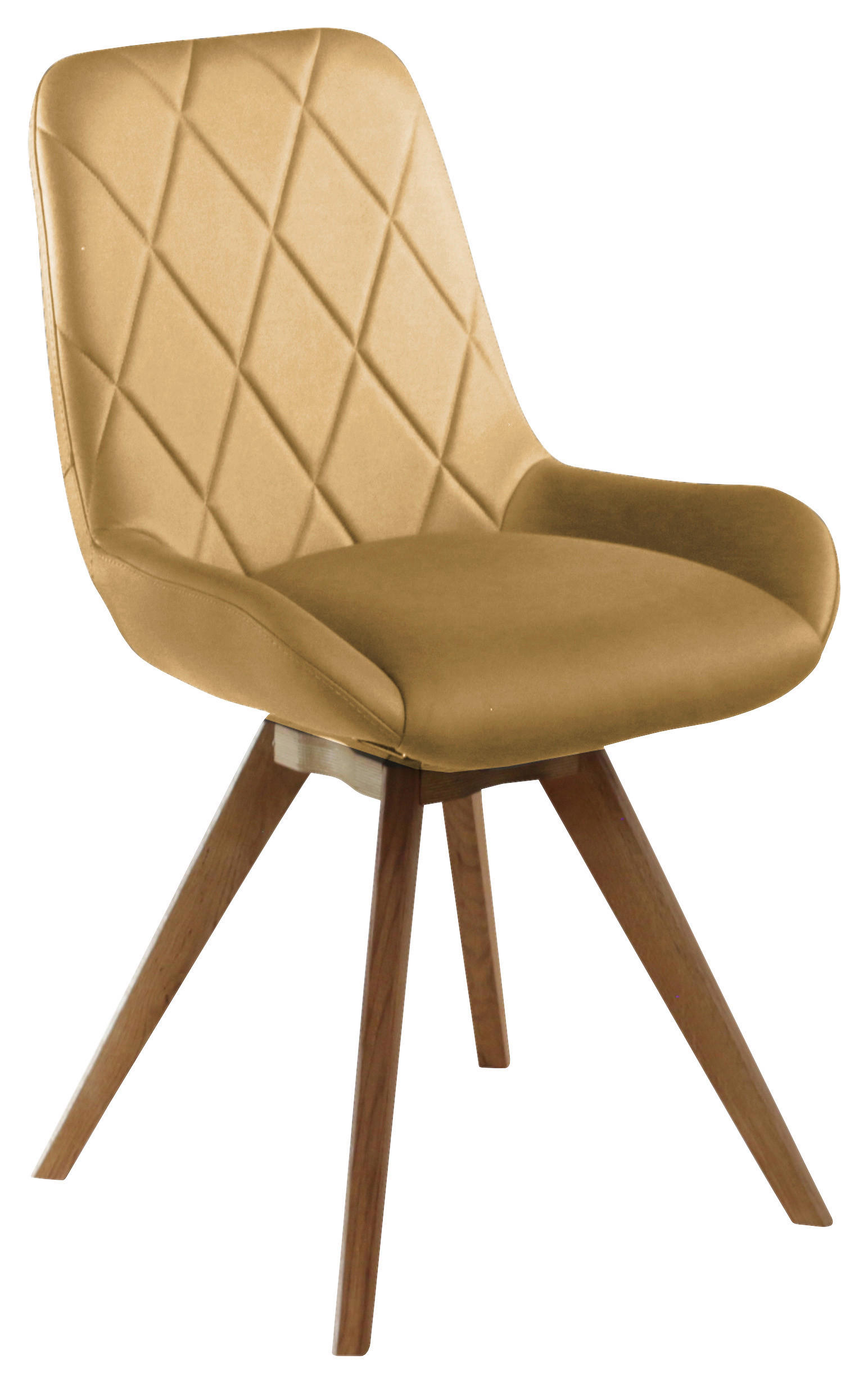STUHL Lederlook (vegan) Eichefarben, Cognac Eiche teilmassiv  - Eichefarben/Cognac, KONVENTIONELL, Holz/Textil (58/87/64,5cm) - Linea Natura