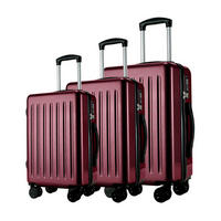 SET VALIZE DE CĂLĂTORIE - roșu burgund, Design, plastic (50/76/28.5cm)