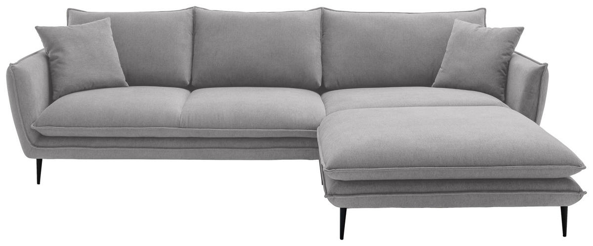 ECKSOFA Grau Webstoff  - Schwarz/Grau, KONVENTIONELL, Textil/Metall (304/196cm) - Hom`in