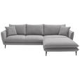 ECKSOFA  in Webstoff Grau  304/196 cm  - Schwarz/Grau, KONVENTIONELL, Textil/Metall (304/196cm) - Hom`in
