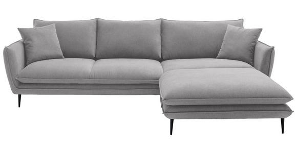 ECKSOFA  in Webstoff Grau  304/196 cm  - Schwarz/Grau, KONVENTIONELL, Textil/Metall (304/196cm) - Hom`in