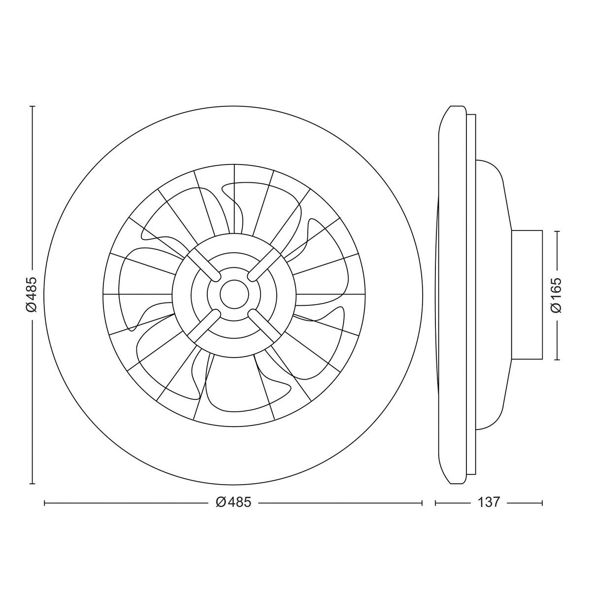 Deckenleuchte mit Ventilator 48,5/13,7/48,5 cm   - Weiß, KONVENTIONELL, Kunststoff (48,5/13,7/48,5cm) - Philips