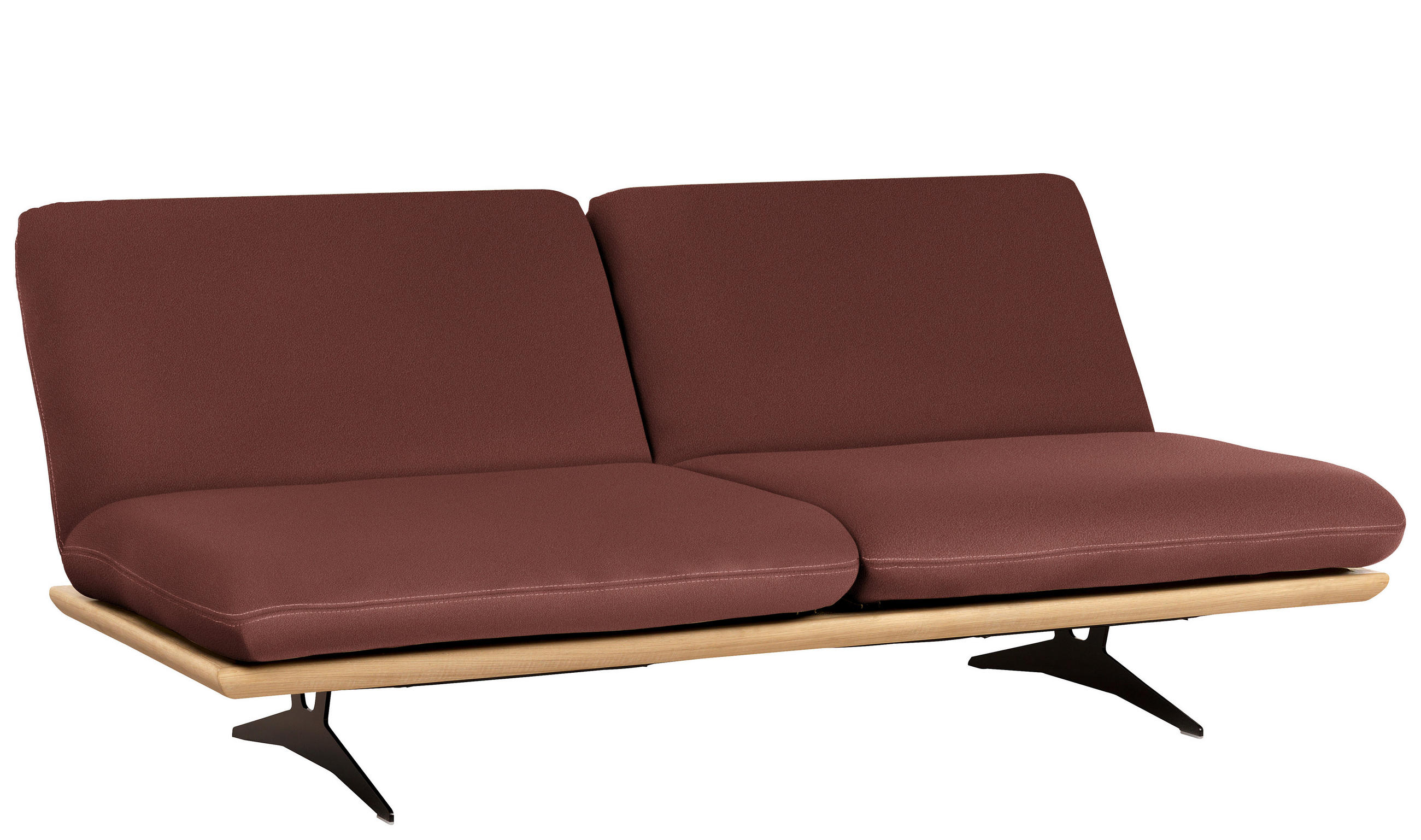 SCHLAFSOFA Dunkelrot Echtleder  - Beige/Schwarz, Design, Leder/Holz (204/92/90cm) - Dieter Knoll