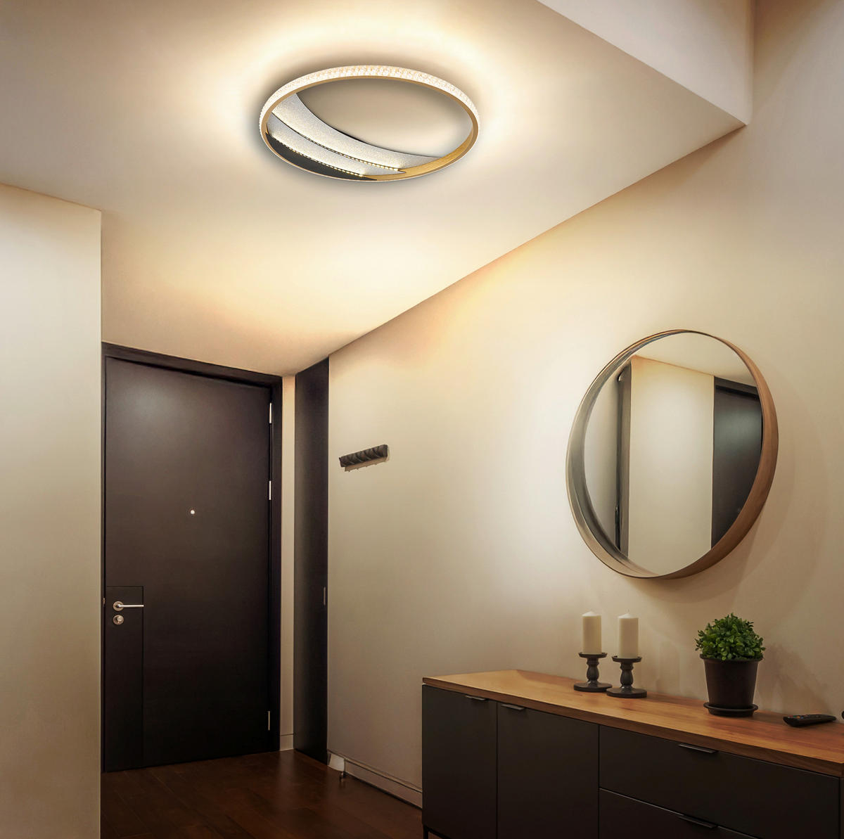 LED-DECKENLEUCHTE 41/6 cm   - Klar/Chromfarben, Design, Kunststoff/Metall (41/6cm) - Globo