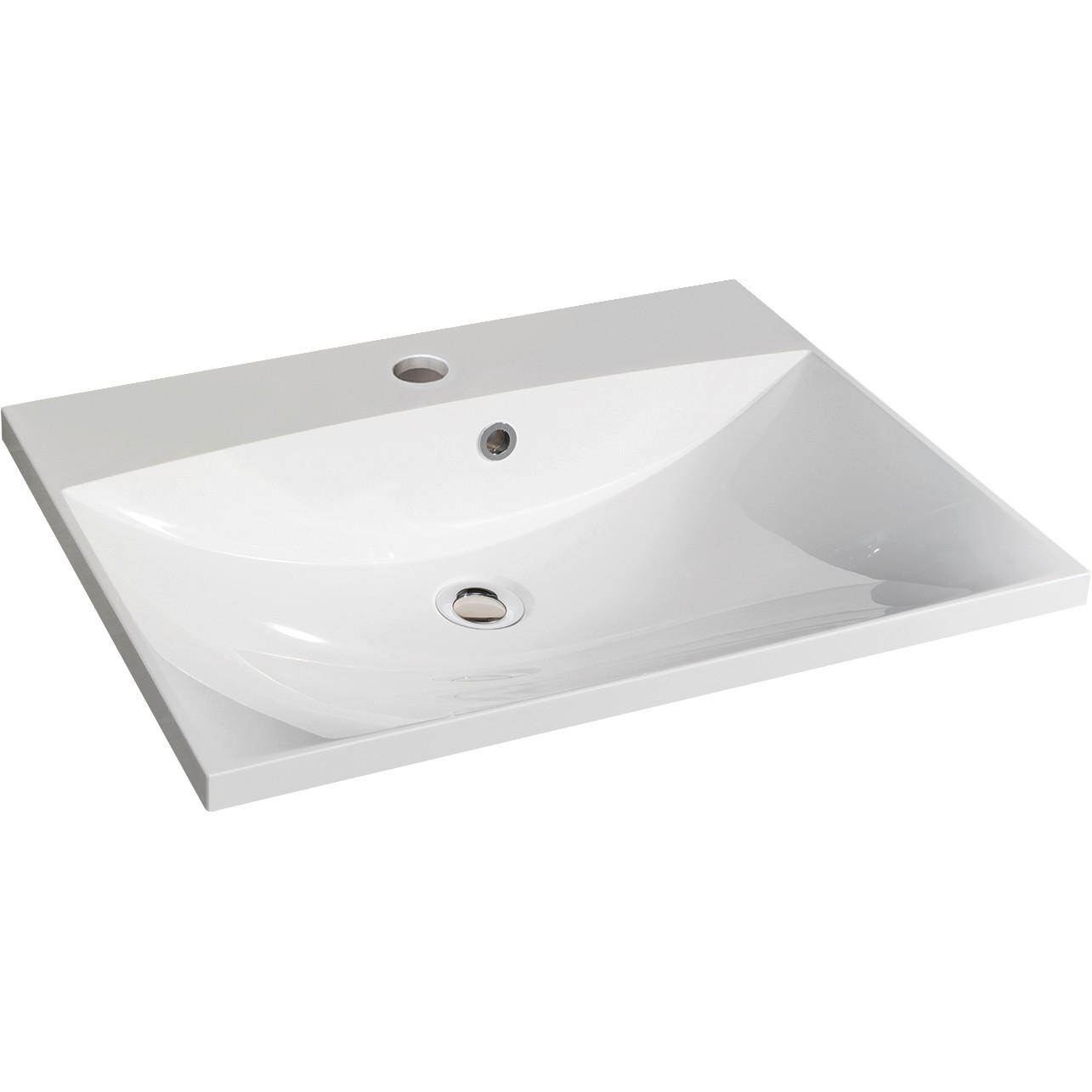 WASCHBECKEN 60/14,2/46 cm - Weiß, Basics, Stein (60/14,2/46cm) - Voleo