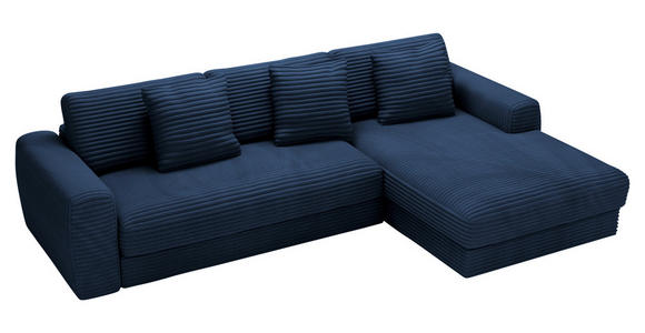 ECKSOFA in Cord Dunkelblau  302/182 cm  - Schwarz/Dunkelblau, MODERN, Kunststoff/Textil (302/182cm) - Carryhome