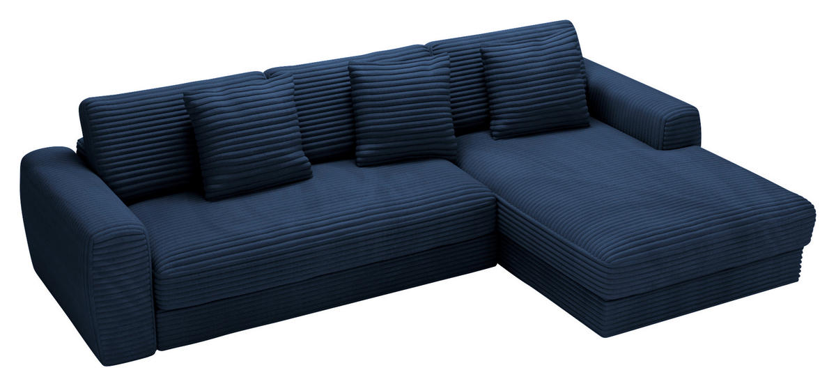 ECKSOFA in Cord Dunkelblau  - Schwarz/Dunkelblau, Modern, Kunststoff/Textil (302/182cm) - Carryhome