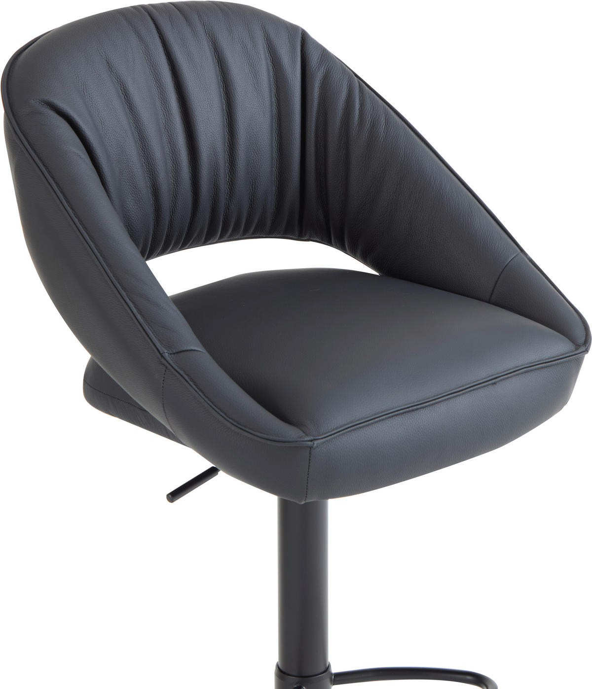 BARHOCKER Echtleder Schwarz Eisen Sitzfläche 360° drehbar, automatische Rückholfunktion  - Schwarz, Design, Leder/Metall (56/96-120/59cm) - Dieter Knoll