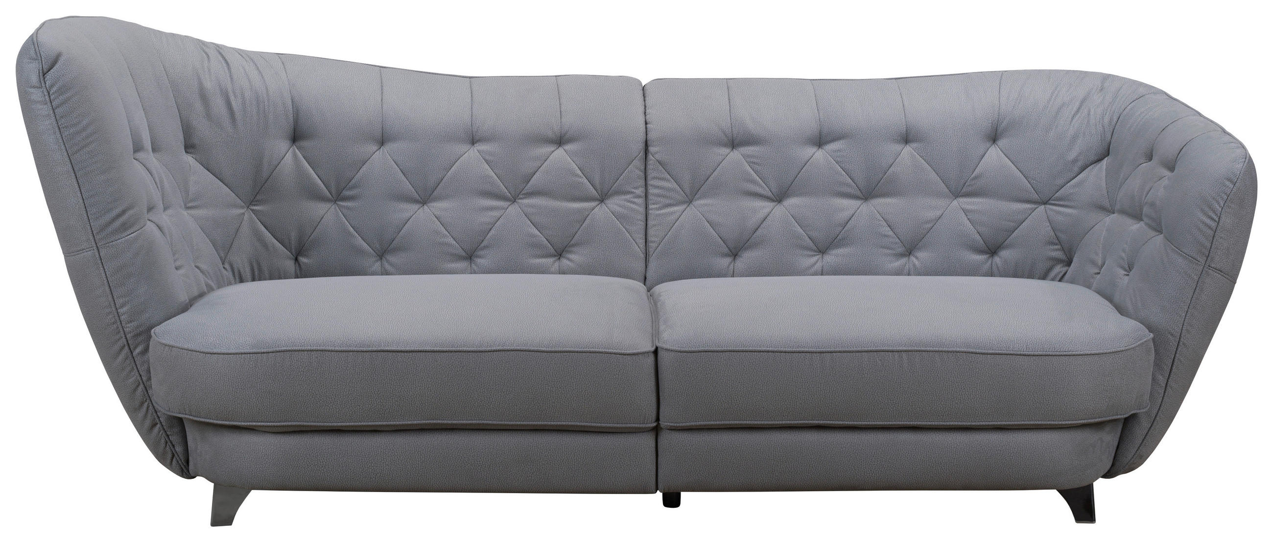 BIGSOFA Mikrofaser Grau  - Chromfarben/Grau, MODERN, Textil/Metall (256/85/115cm) - MID.YOU