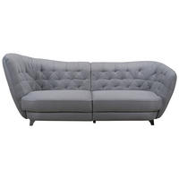 BIGSOFA Mikrofaser Grau  - Chromfarben/Grau, MODERN, Textil/Metall (256/85/115cm) - MID.YOU