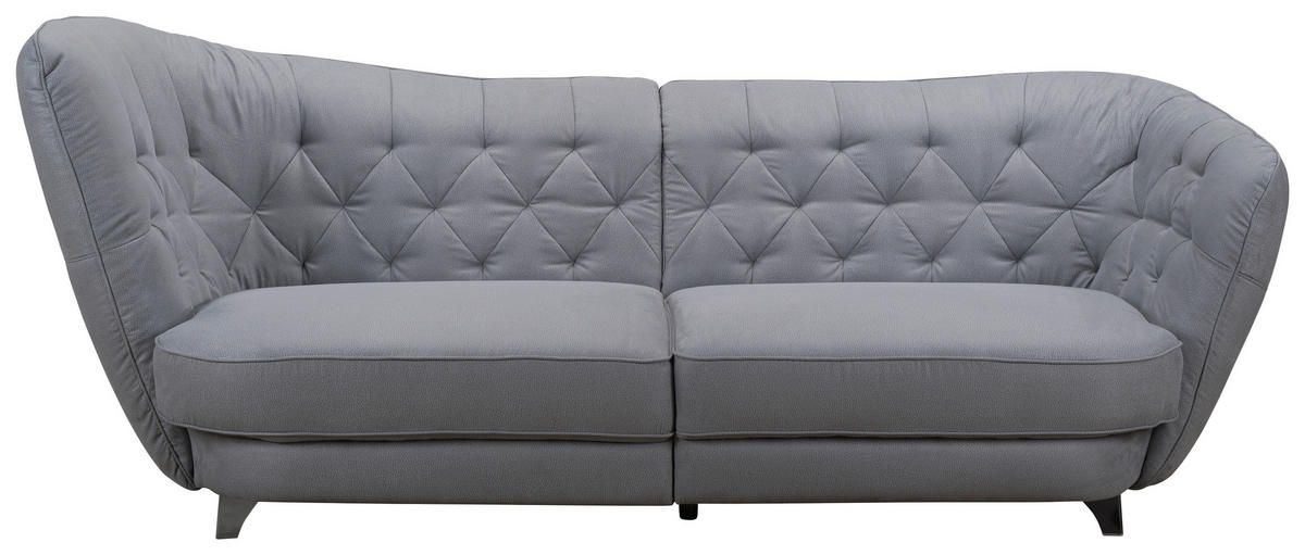 BIGSOFA Mikrofaser Grau  - Chromfarben/Grau, MODERN, Textil/Metall (256/85/115cm) - MID.YOU