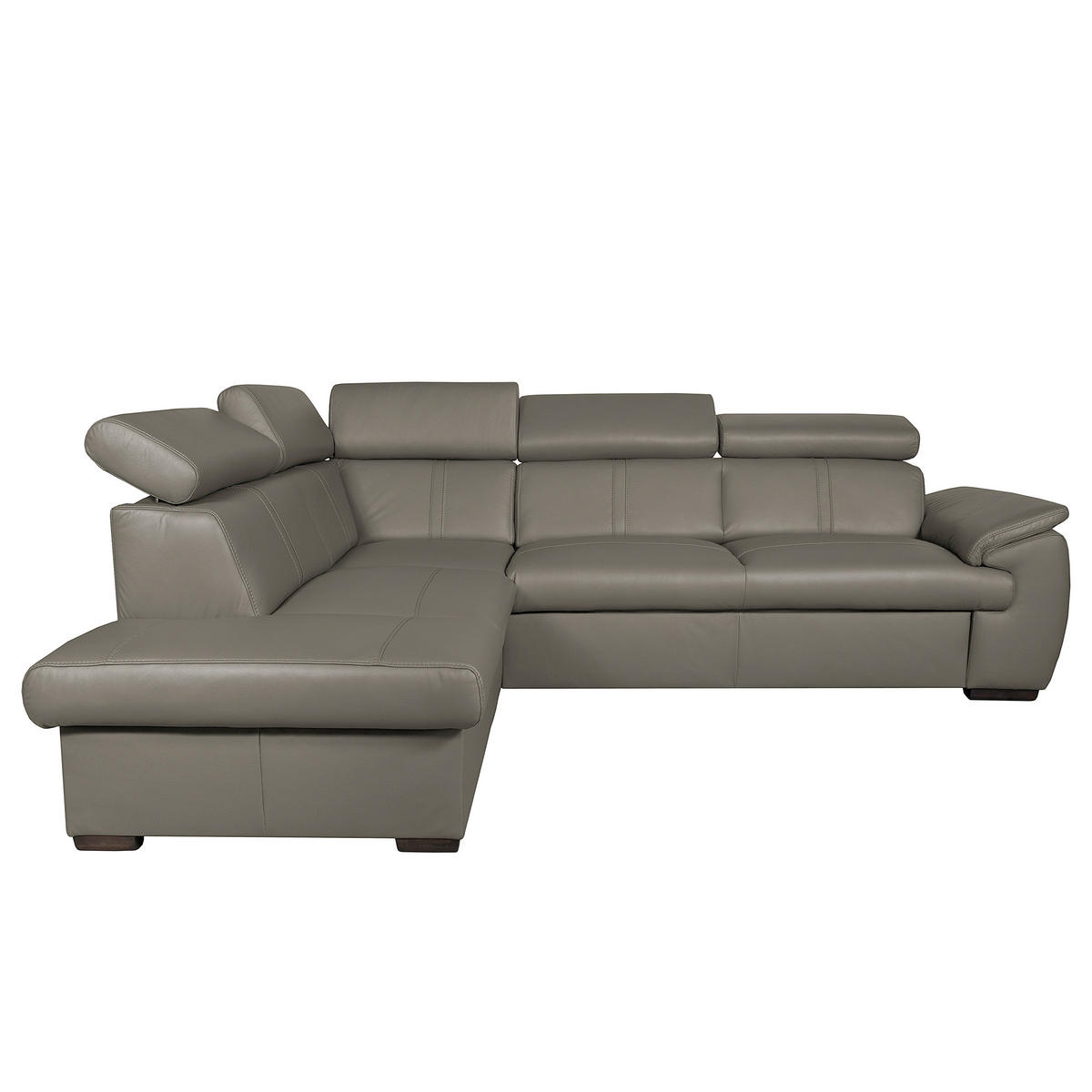 ECKSOFA  in Echtleder Schlammfarben  - Wengefarben/Schlammfarben, Design, Leder/Holz (211/265cm) - Livetastic