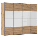 SCHWEBETÜRENSCHRANK  in Weiß, Eiche Artisan  - Chromfarben/Weiß, KONVENTIONELL, Glas/Holzwerkstoff (271/223/68cm) - Novel