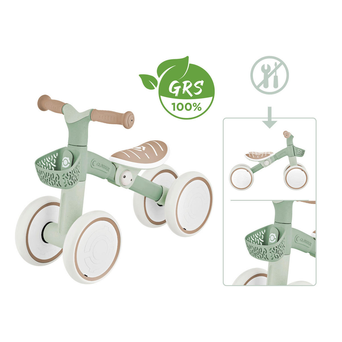 LAUFRAD LEARNING BIKE ECO  - Salbeigrün, Basics, Kunststoff (57,9/22,7/42,1cm) - GLOBBER