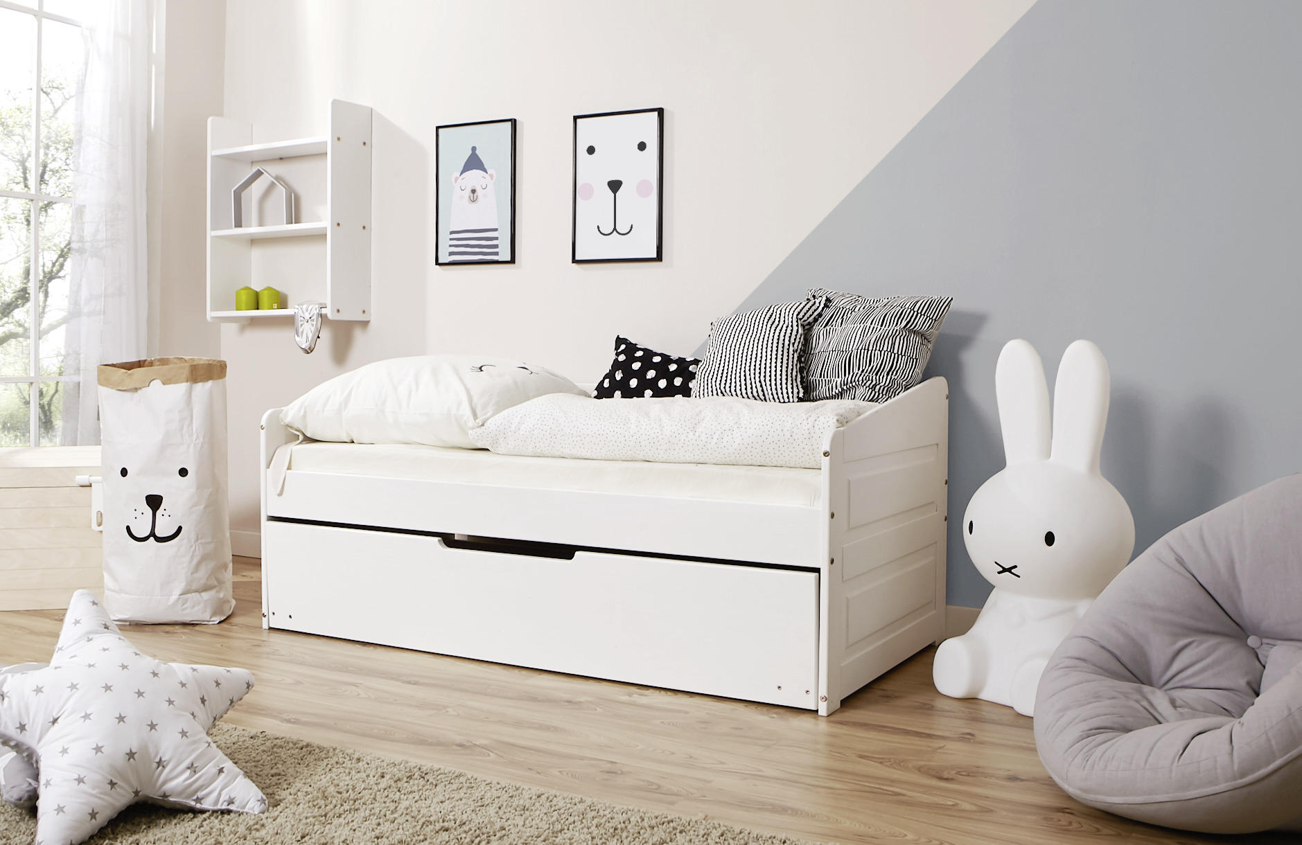 VÝSUVNÁ POSTEĽ, 90/200 cm biela - biela, Natur, drevo/plast (90/200cm) - MID.YOU