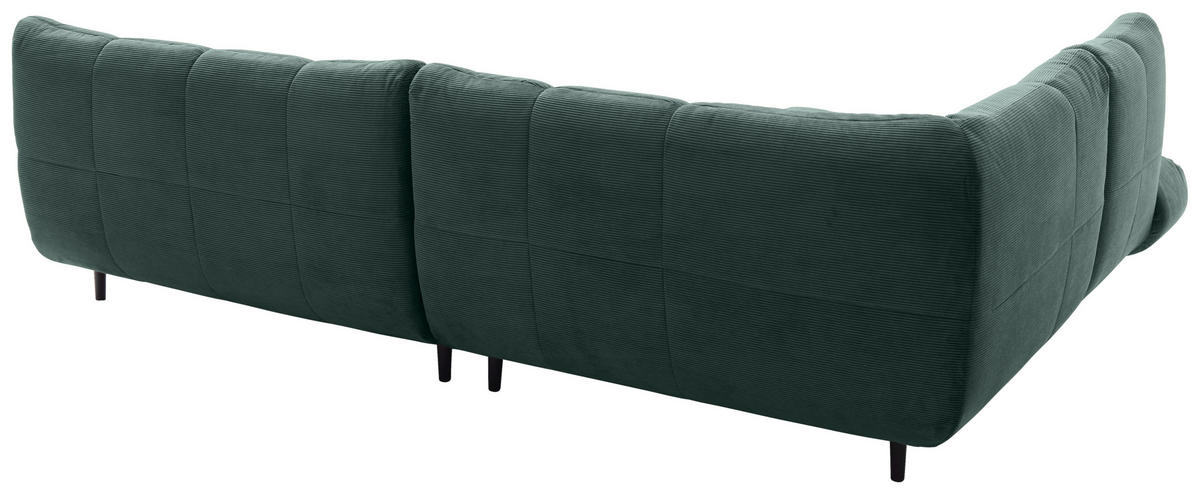 ECKSOFA Ottomane links, Eckteil  Grün Feincord  - Schwarz/Grün, Design, Holz/Textil (215/288cm) - Pure Home Lifestyle