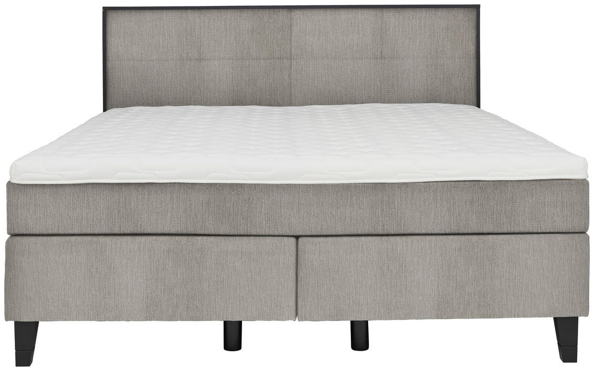 BOXSPRINGBETT 160/200 cm  in Silberfarben  - Silberfarben/Schwarz, Design, Holz/Textil (160/200cm) - Hom`in