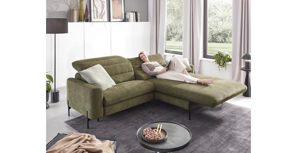 ECKSOFA Olivgrün Flachgewebe  - Schwarz/Olivgrün, Design, Textil/Metall (252/191cm) - Dieter Knoll