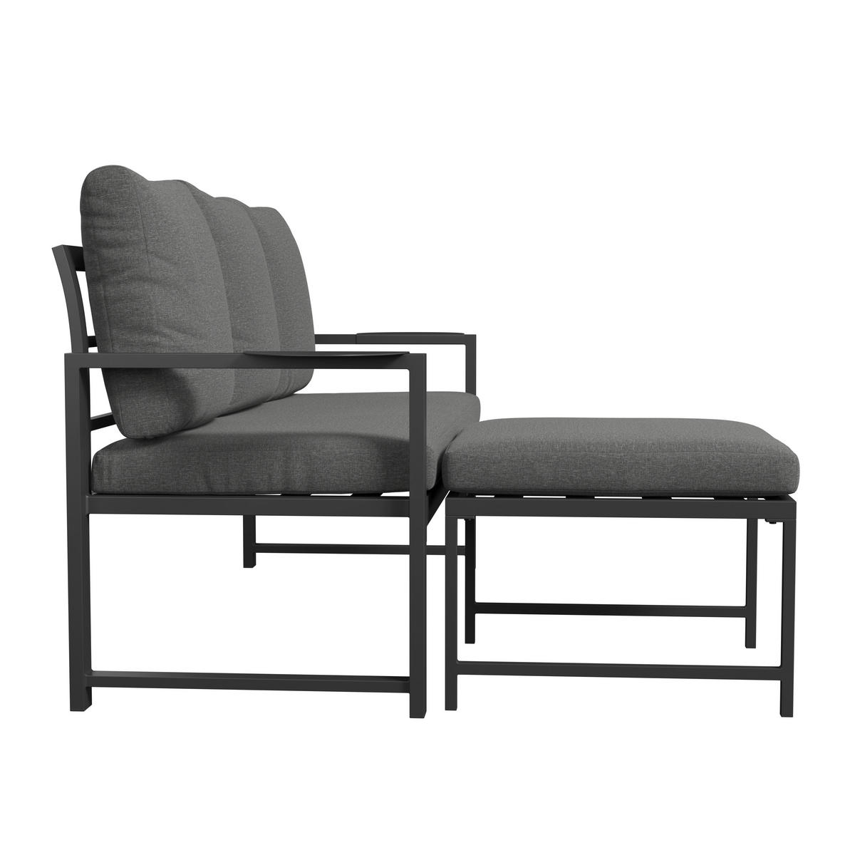 LOUNGEGARNITUR 2-teilig   191,5/81/67 cm Stahl  - Dunkelgrau, MODERN, Textil/Metall (191,5/81/67cm) - Ambia Garden