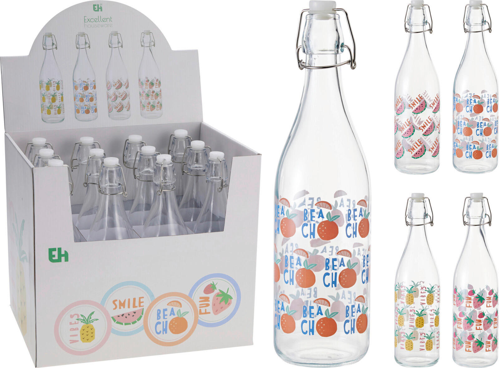 FĽAŠA NA PITIE 1000 l  - viacfarebná, Basics, sklo (8.5/8.5/31.5cm)