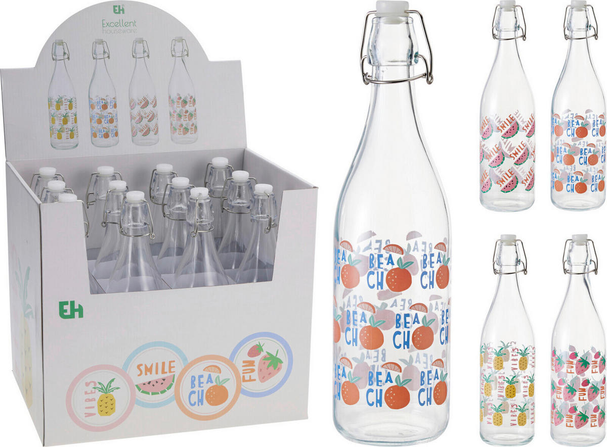 FĽAŠA NA PITIE 1000 l  - viacfarebná, Basics, sklo (8.5/8.5/31.5cm)