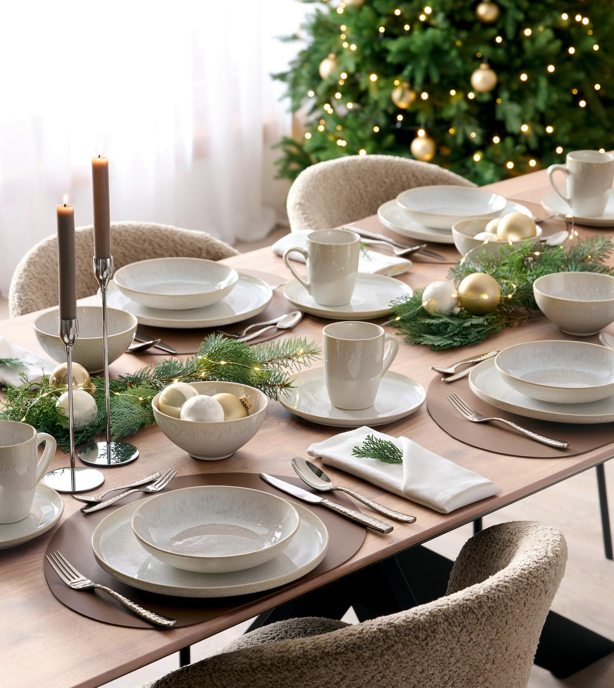 KOMBISERVICE Creme, Beige GLOSSY 20-teilig 4 Personen  - Beige/Creme, Trend, Keramik - Novel