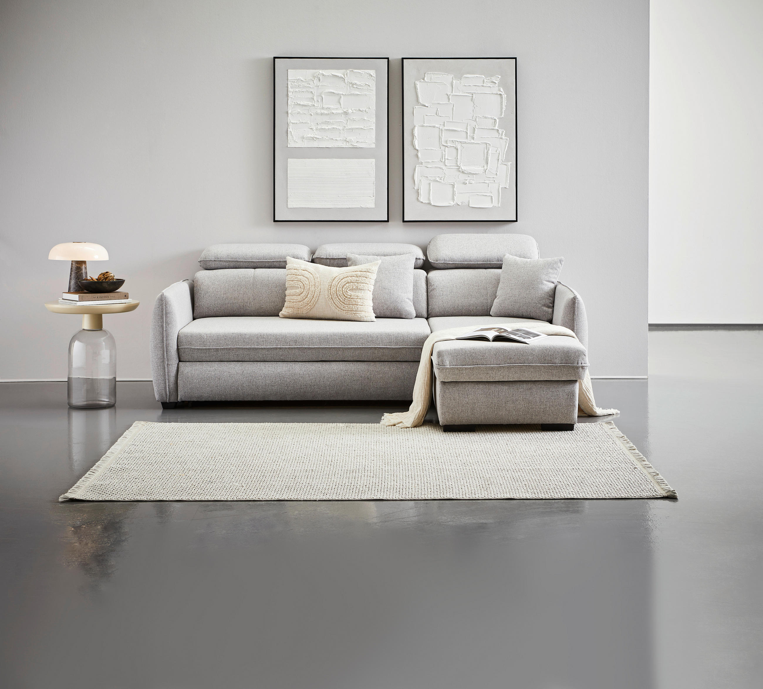 ECKSOFA Grau Flachgewebe  - Schwarz/Grau, MODERN, Kunststoff/Textil (182/237cm) - Carryhome
