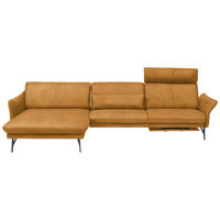 SEDEŽNA GARNITURA, videz usnja temno rjava  - temno rjava/antracit, Design, kovina/tekstil (330/174cm) - Himolla