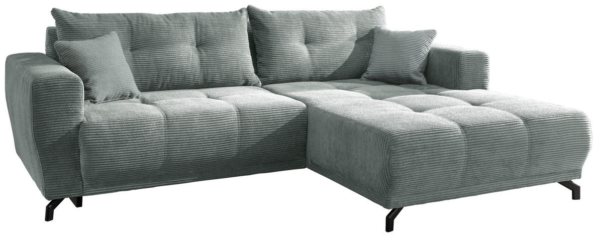 ECKSOFA Hellblau Cord  - Schwarz/Hellblau, MODERN, Holz/Textil (246/177cm) - MID.YOU