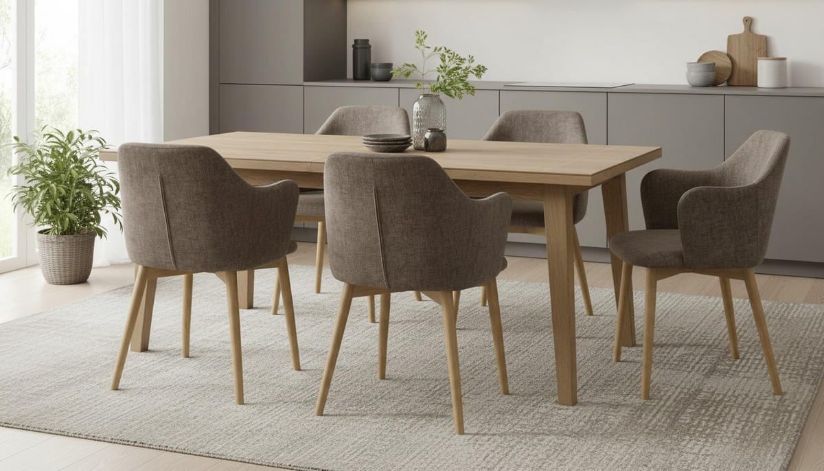 ARMLEHNSTUHL in Holz, Textil Naturfarben, Hellbraun  - Hellbraun/Naturfarben, MODERN, Holz/Textil (55/82/57cm) - Livetastic