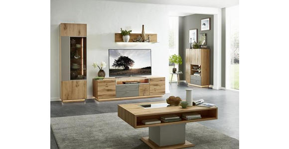 WOHNWAND in Eichefarben, Walnussfarben - Eichefarben/Walnussfarben, KONVENTIONELL, Glas/Holz (271/200/55cm) - Voleo