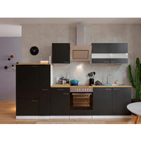 KÜCHENBLOCK 300 cm   in Schwarz  - Edelstahlfarben/Nussbaumfarben, Basics, Holzwerkstoff/Metall (300cm) - Respekta